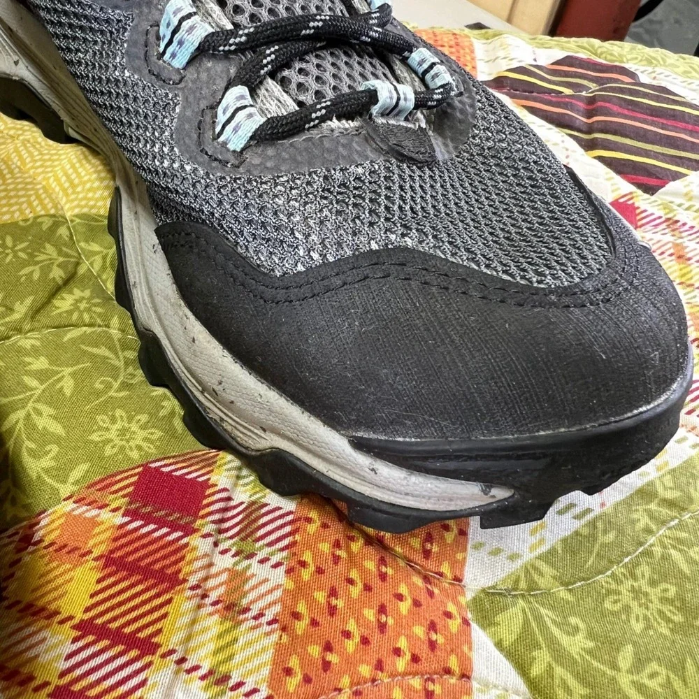 Merrell Womens Hiking Boots Gore Tex Gray Light Blue Sz 7 Waterproof Trail Shoes